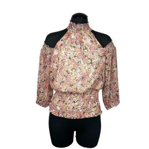 1. State Anthropologie Floral Cold Shoulder Mock Neck - Women’s S